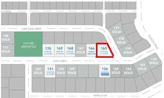 Site Plan. Illustrating the layout of plots with numerical identifiers and status indicators