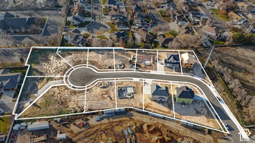 New construction development featuring a cul-de-sac and multiple building sites