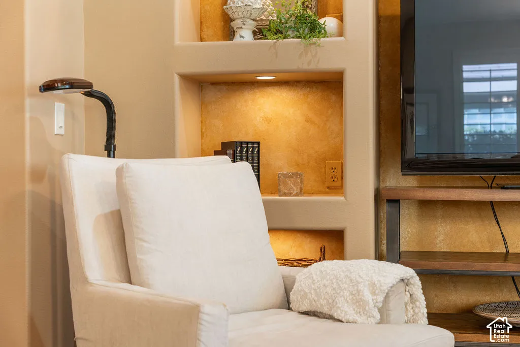Built-in niche shelving with integrated lighting