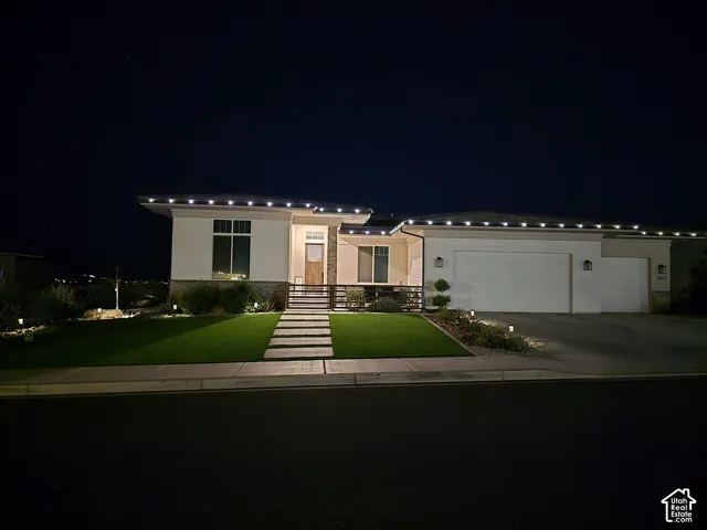 Modern exterior with horizontal siding and stone accents