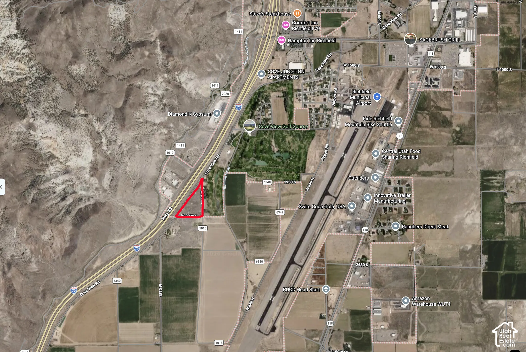 Aerial Plat Map. Indicating the parcel boundaries and geographic orientation of the property
