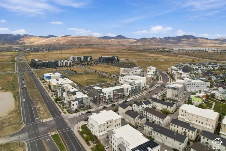 Expansive residential area with a diverse range of architectural styles, including multi-story structures and individual homes