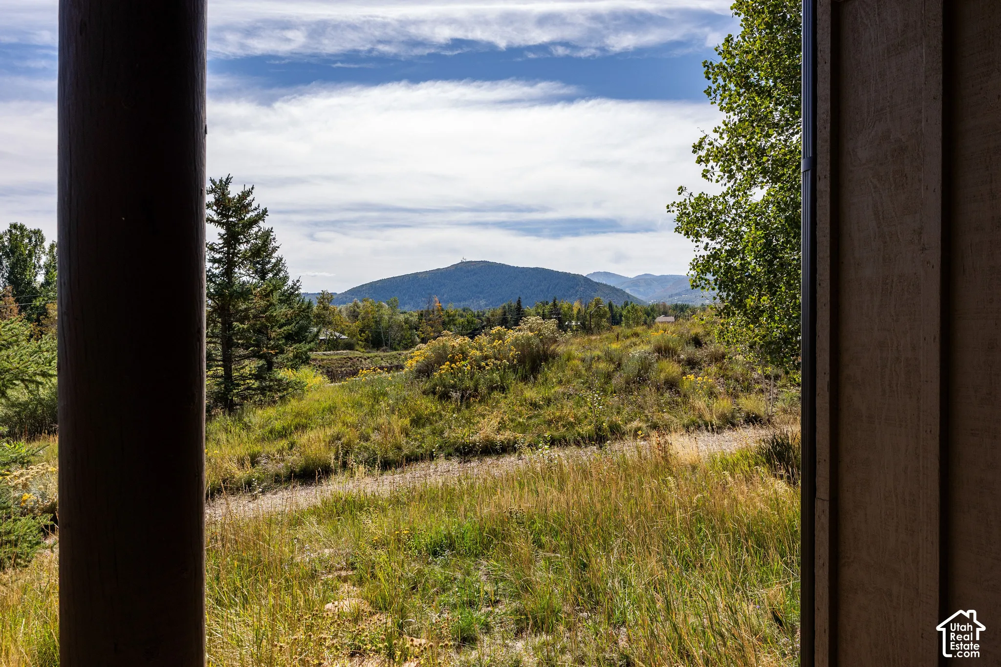 Expansive natural landscape with distant mountains under a partly cloudy sky