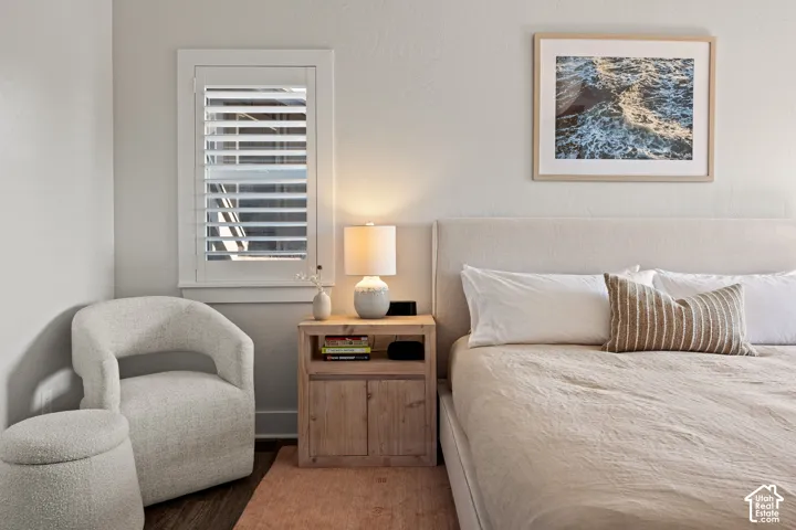 White plantation shutters on the window