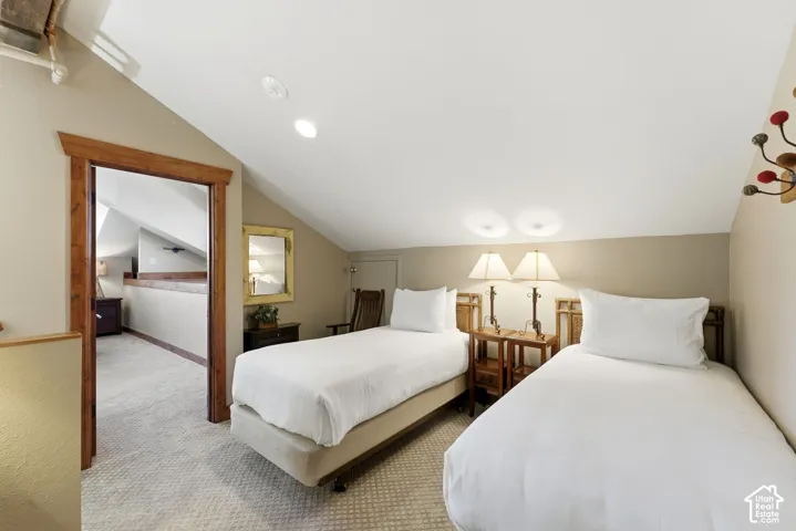 Sloped ceiling with recessed lighting