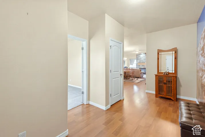 Entryway with bedroom to the left.