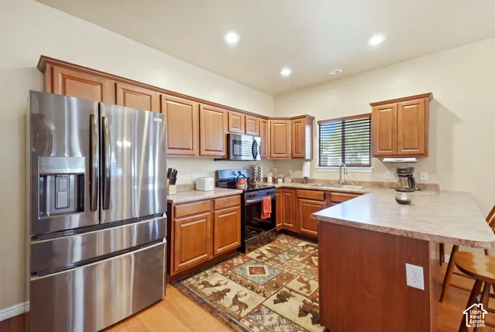 New refrigerator, microwave, and stove and dishwasher.