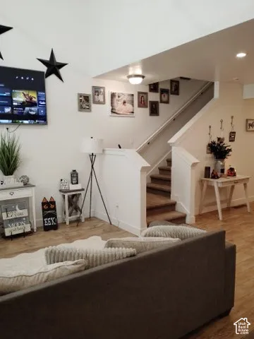 Wood-finish flooring throughout the living space