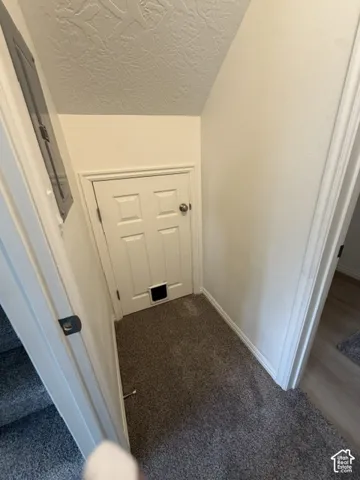 Door to Large Storage area featuring integrated door with a pet entry port