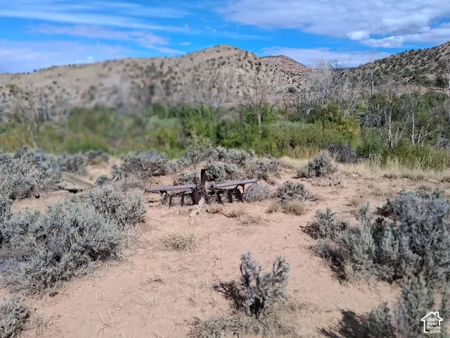 Expansive natural landscape featuring desert vegetation, arid terrain, and mountain backdrops