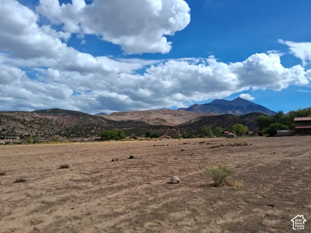 Expansive open lot featuring native vegetation and prominent mountain scenery