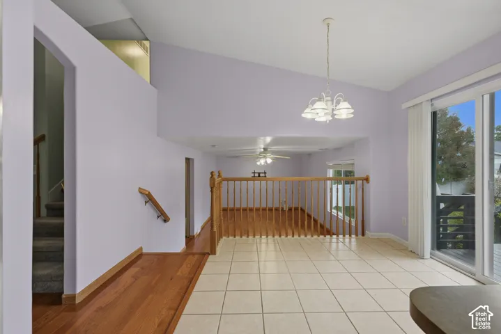 Dining area off the kitchen with access to the deck and backyard