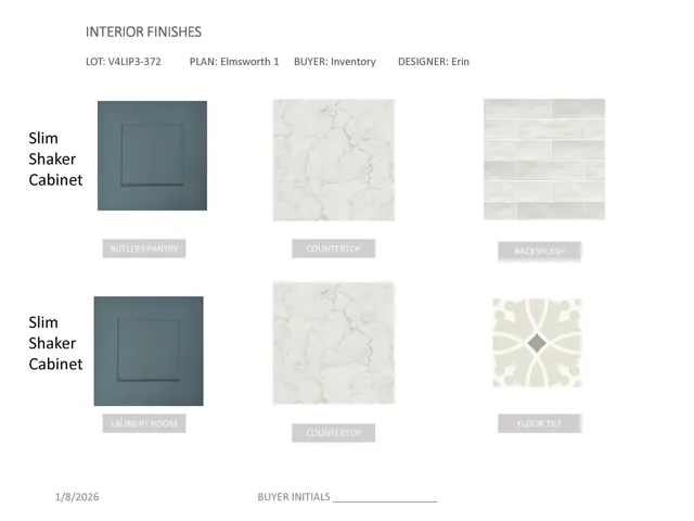 Interior Finishes Selection Sheet. Categorizing material specifications and design components for the property
