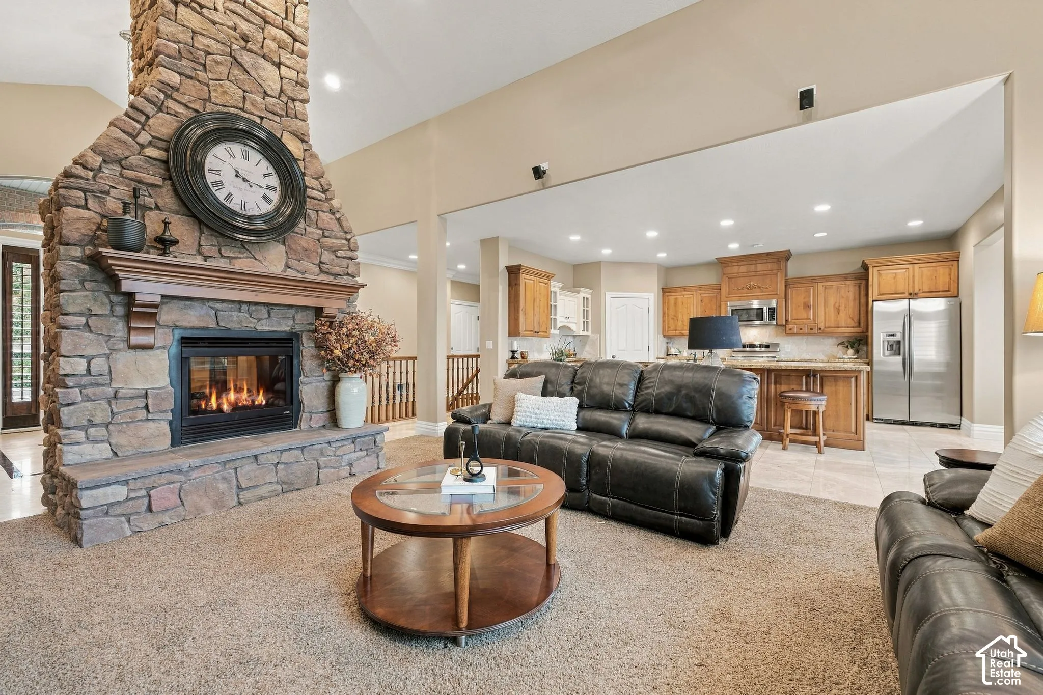 Double-Sided Fireplace brings warmth to your Large Family Room