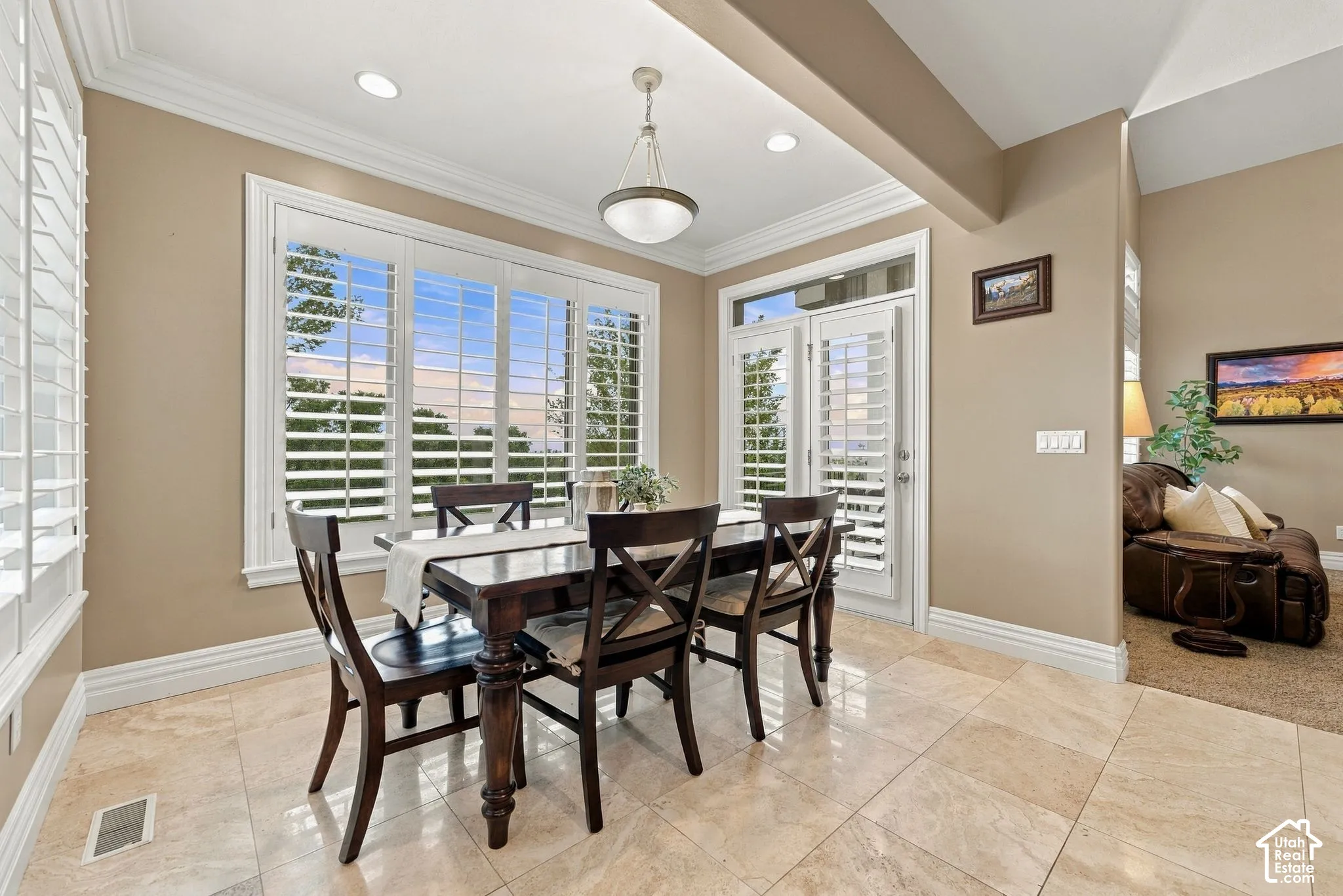Gracious Dining Area walks out to Covered Deck