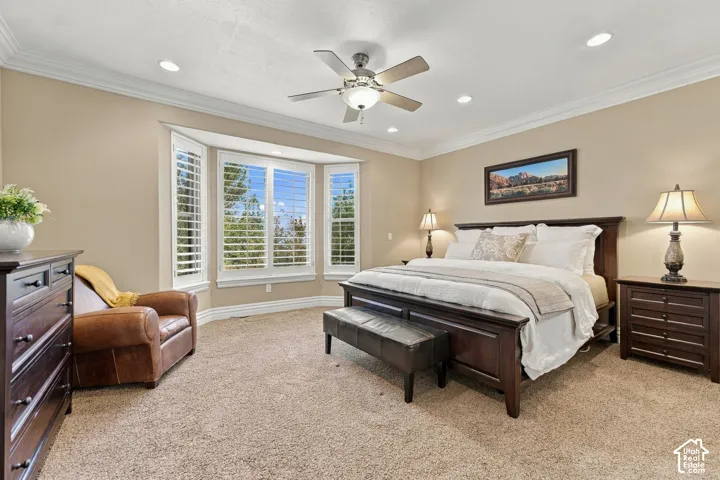 Large Primary Bedroom with Bay Window, Plantation Shutters and Beautiful VIEW of the Valley