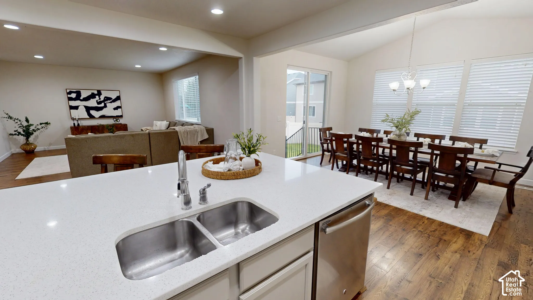 Kitchen island and large dining area