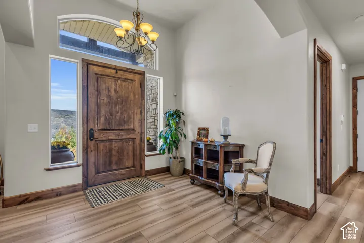 Wood-finish flooring with coordinating wood trim