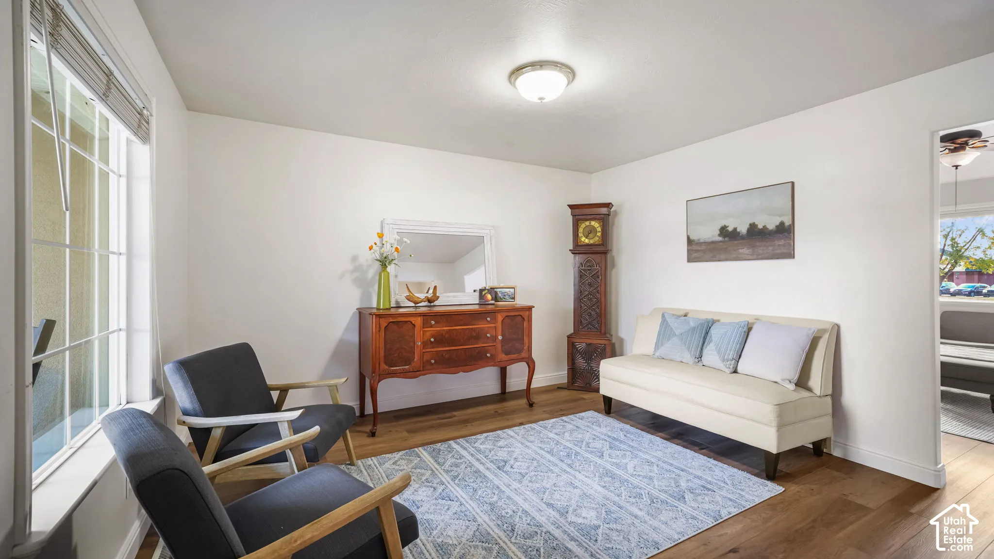 Living room with north facing window