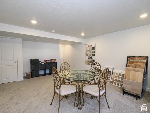 Neutral wall-to-wall carpeting, recessed ceiling lighting, and solid-core interior doors