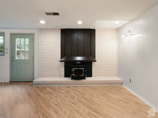 Exterior entrance near fireplace