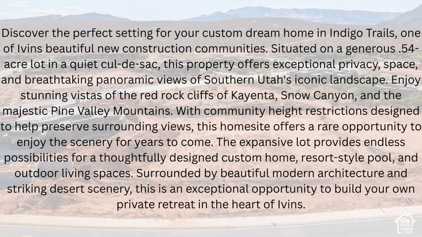 Property Listing Description. Outlining the lot size and development specifications for the property