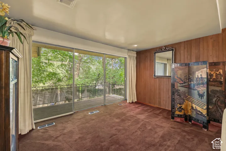 Outdoor balcony off living room.