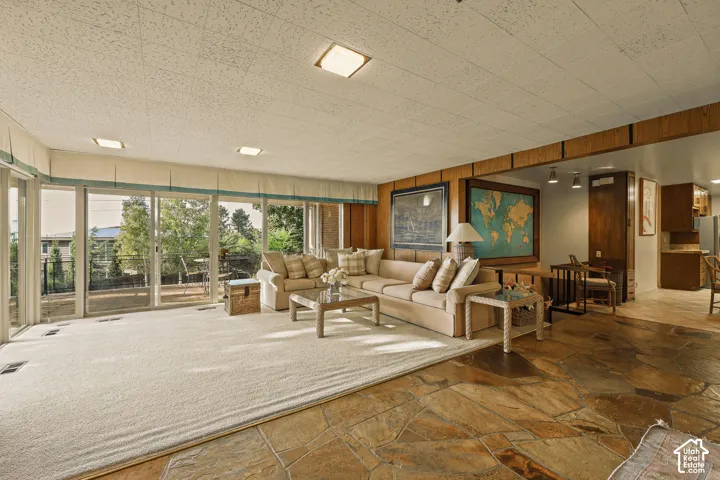 Family room with floor to ceiling windows for a great sunset views.