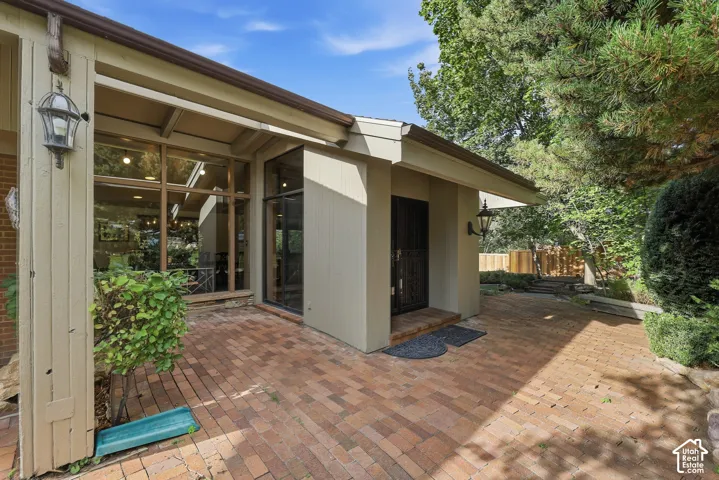 Formal Entry off brick pathway.