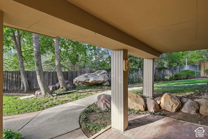 Walkout from basement to covered patio area.
