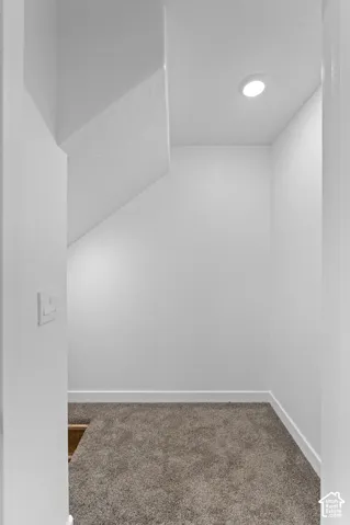 Storage area featuring wall-to-wall carpeting and recessed ceiling lighting