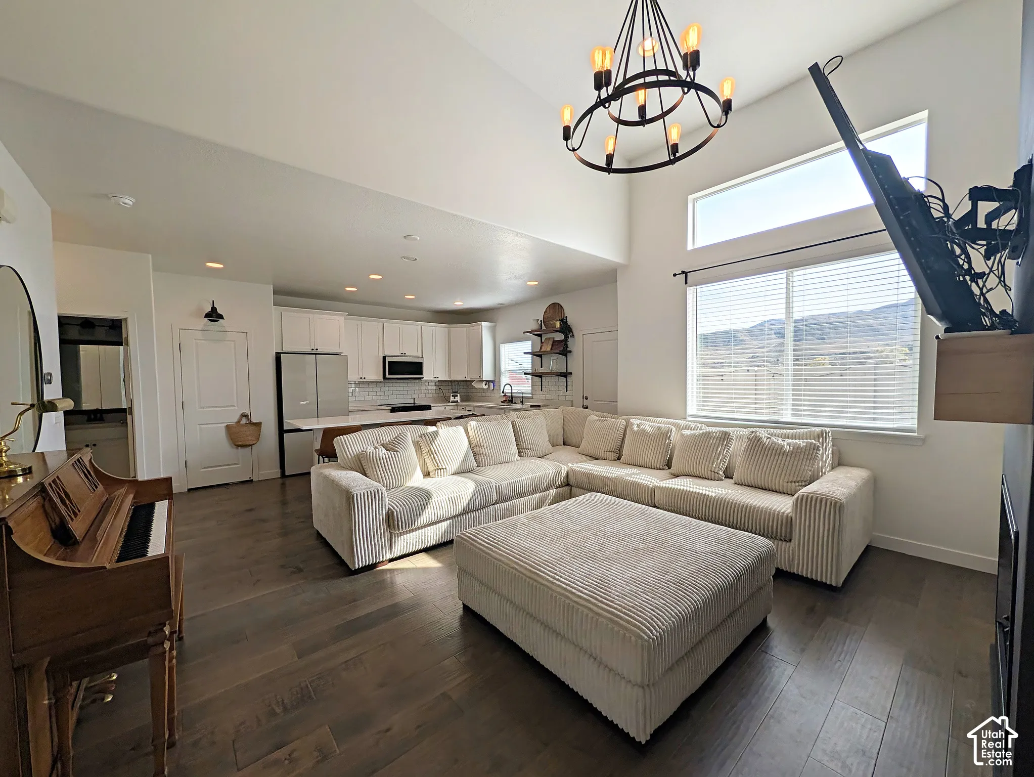 Vaulted ceiling with an open-concept layout