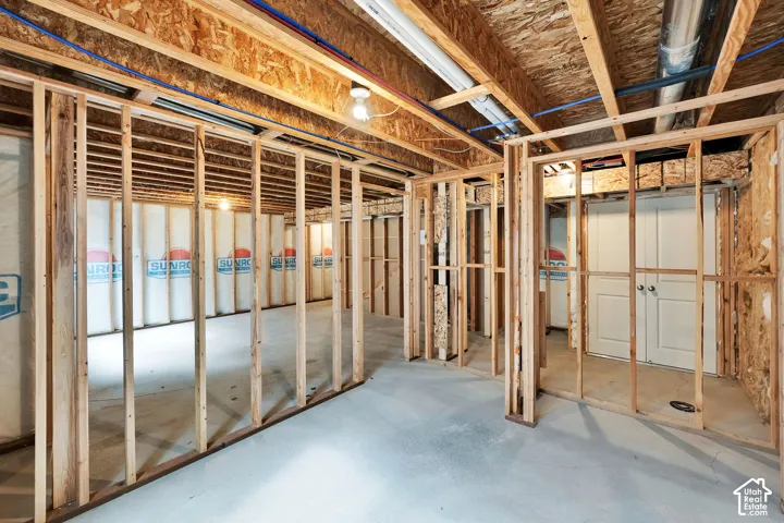 Unfinished basement is plumbed for a bathroom