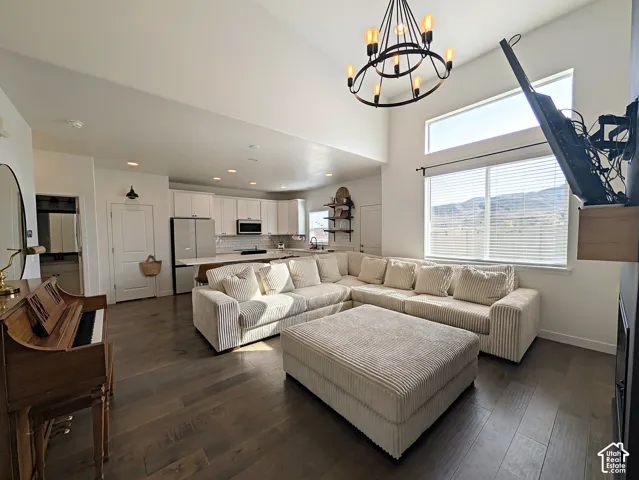 Vaulted ceiling with an open-concept layout