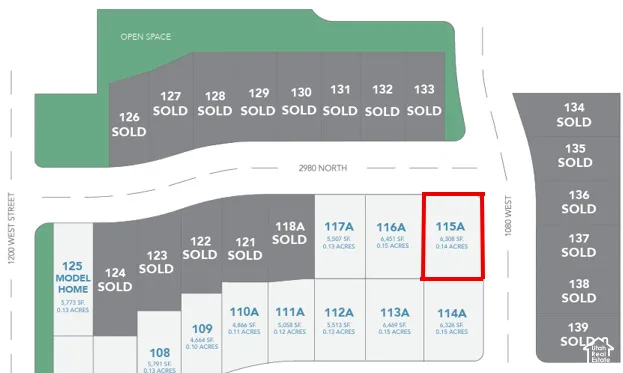 Site Map. Identifying available lots and parcel specifications for the property