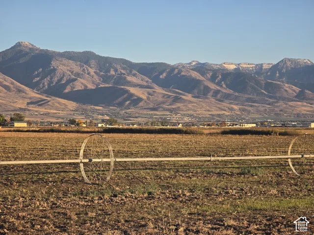 Expansive agricultural acreage featuring mountain backdrops and integrated irrigation wheel lines