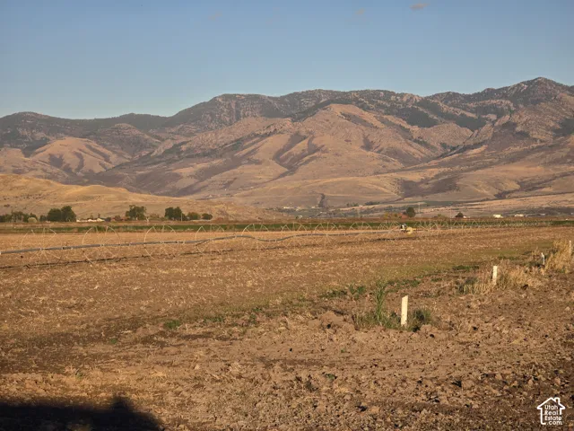 Expansive acreage featuring prominent mountain backdrops and built-in irrigation hardware