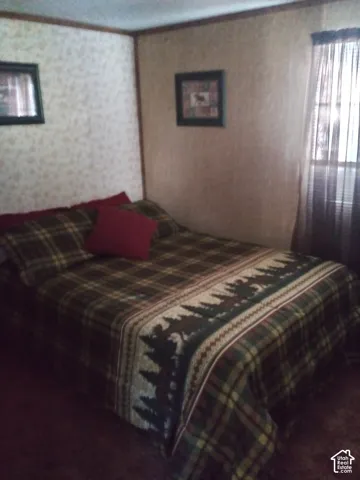 Wall-to-wall carpeting and patterned wall coverings