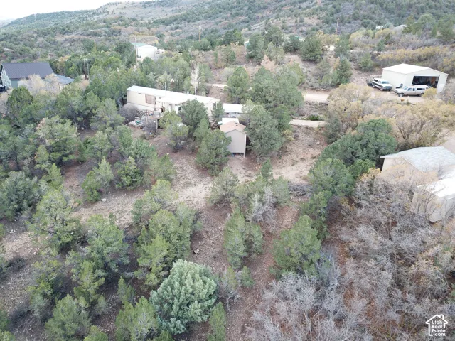 Expansive multi-structure property featuring mature trees, natural topography, and a detached metal-sided workshop