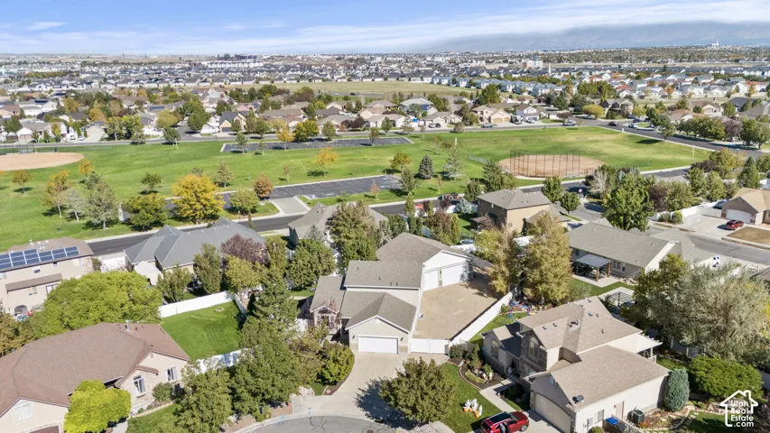 Aerial of home + Tuscany Park