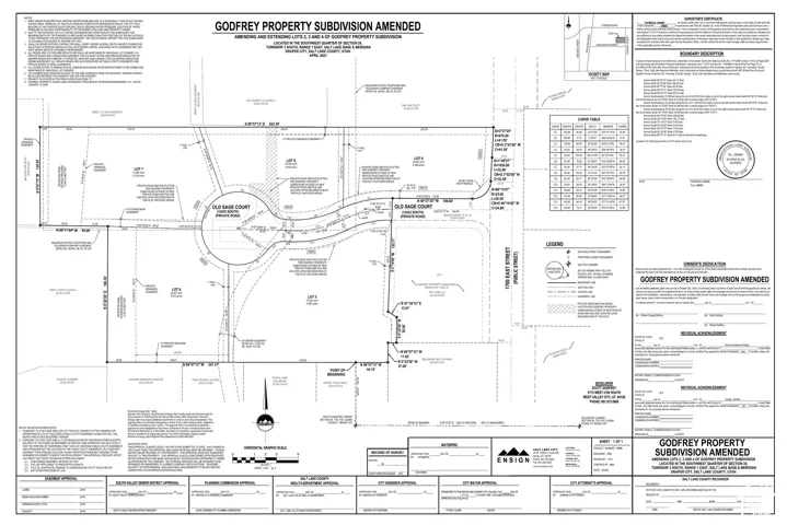 Subdivision Plat. Representing the surveyed boundaries, parcel dimensions, and official recording information for the property