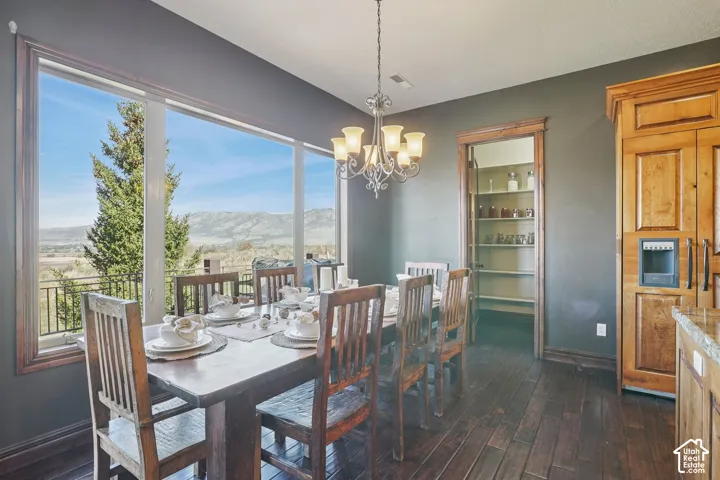 Expansive windows framing a mountain and valley backdrop