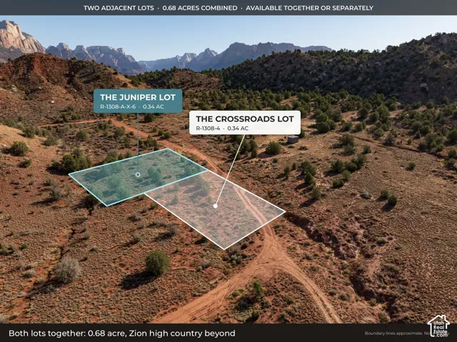 Aerial: Juniper and Crossroads lots together (0.68 acre; The Crossroads Lot also available)