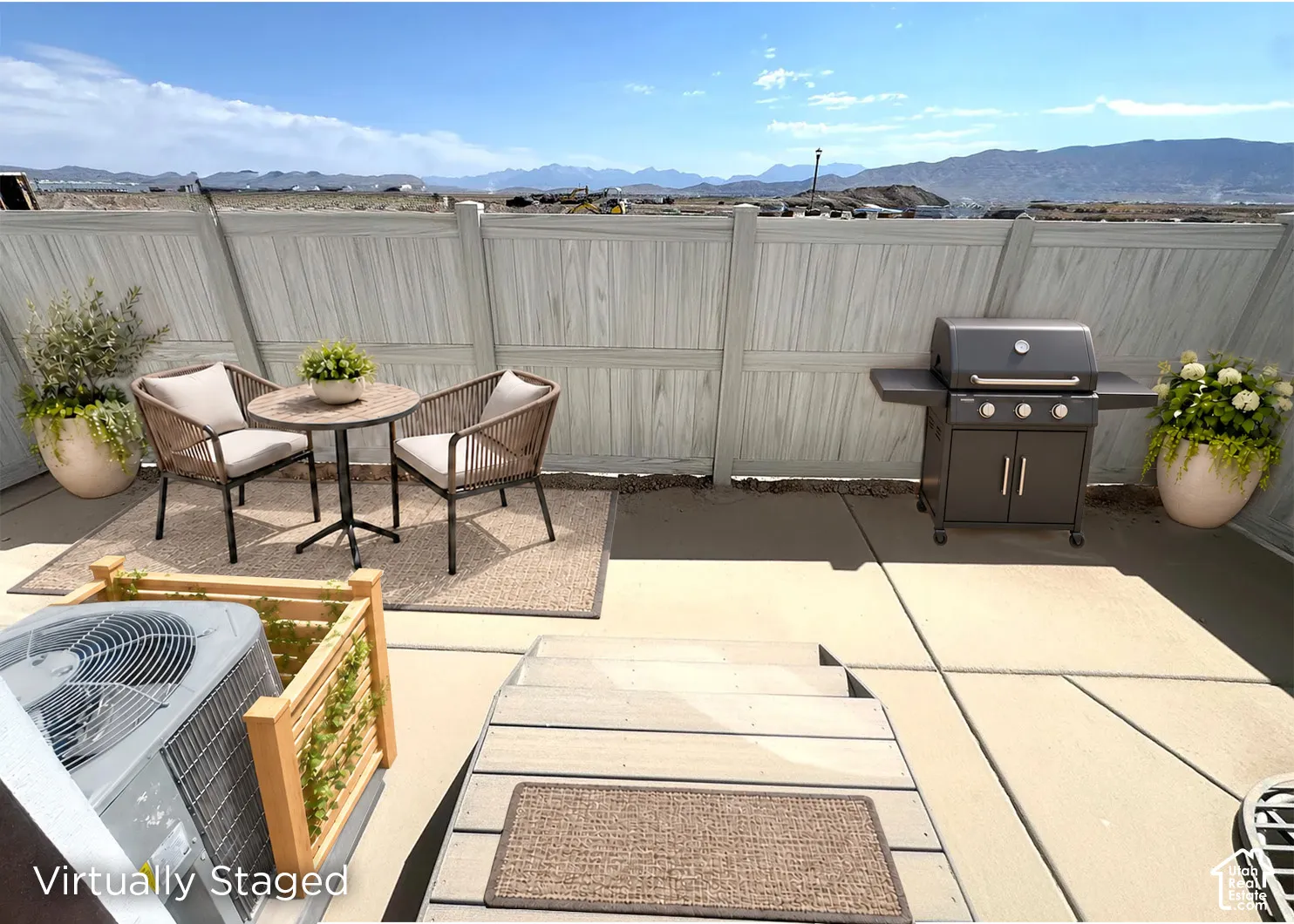 Virtually staged photo of model patio