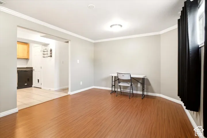 Living room lower level. freshly painted.