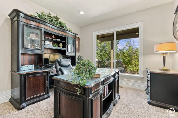 Currently an office but could be repurposed to a butler's pantry, or extend the dining room or walled off to be a more private bedroom, recessed lighting.