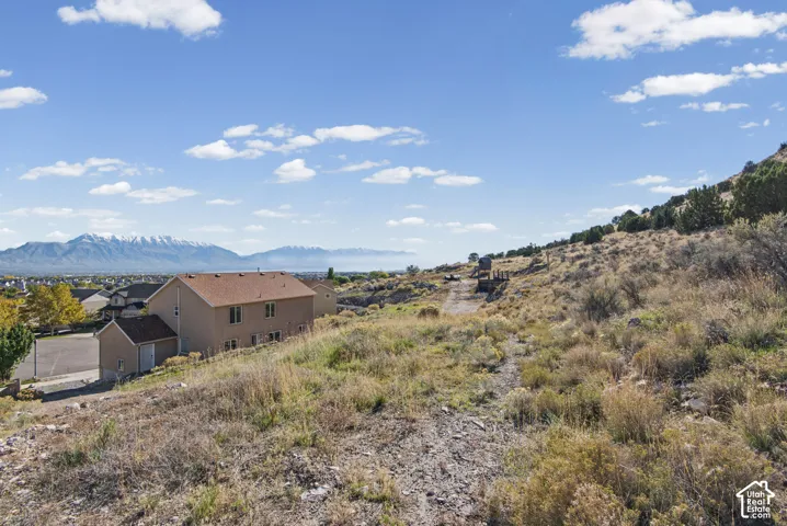 Expansive elevated lot featuring natural terrain, native vegetation, and panoramic mountain scenery