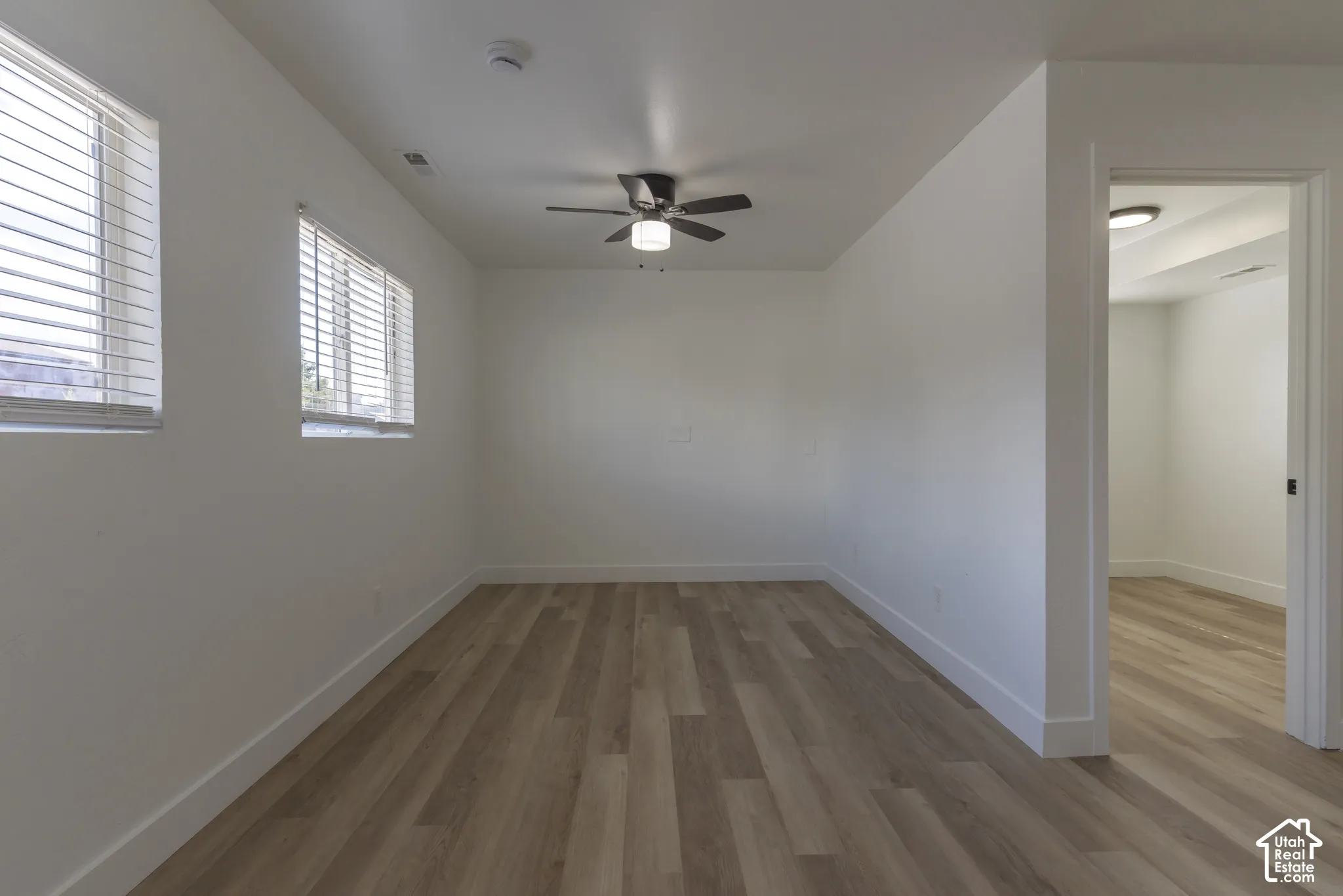 ADU living room with new LVP and lighting