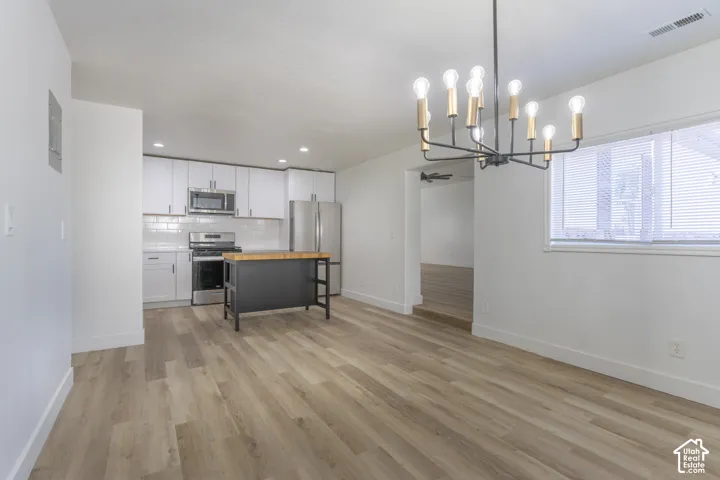 Brand new kitchen with new cabinetry, quartz countertops, backsplash, and stainless-steel appliances