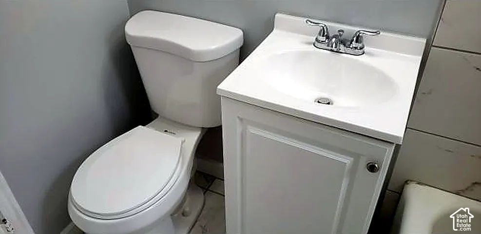 Lower unit bathroom vanity.